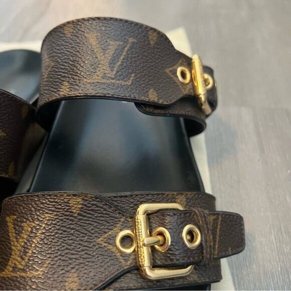 LOUIS VUITTON Bom Dia Flat Comfort Mule Sandal Size 38.5 - Picture 10 of 16